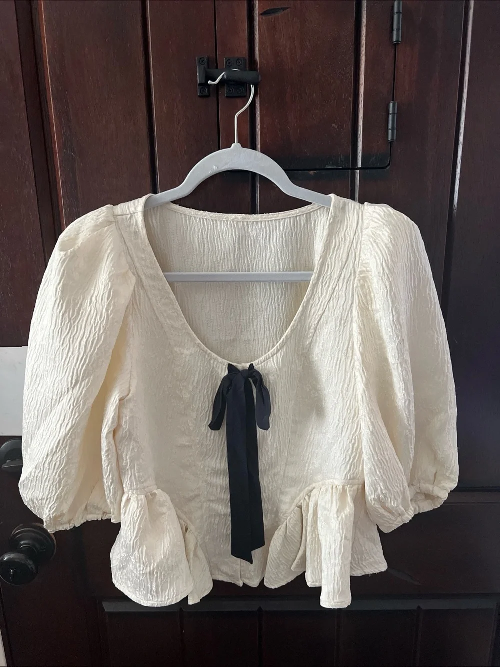 Free People Pamela bow tie blouse in white alyssum